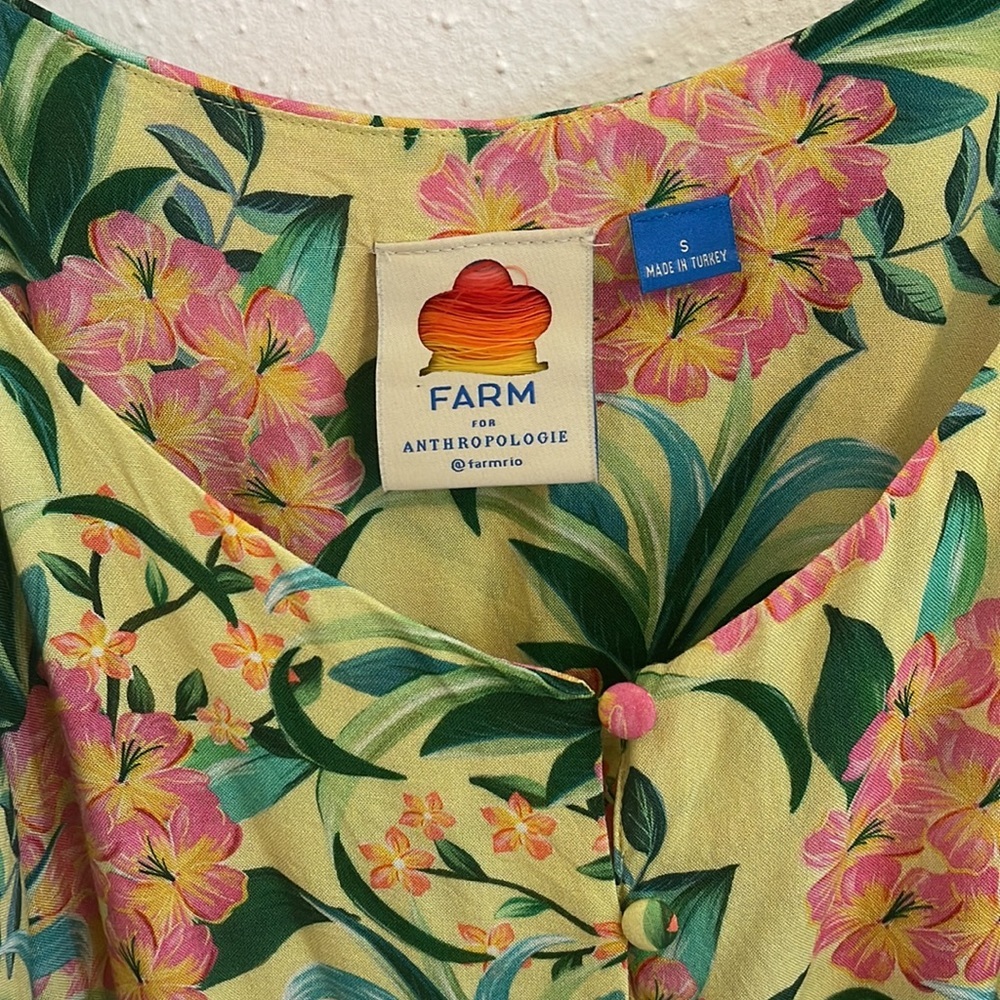 Farm Rio Ruffled Tropical Blouse Tank Sleeveless Size S - Picture 3 of 7